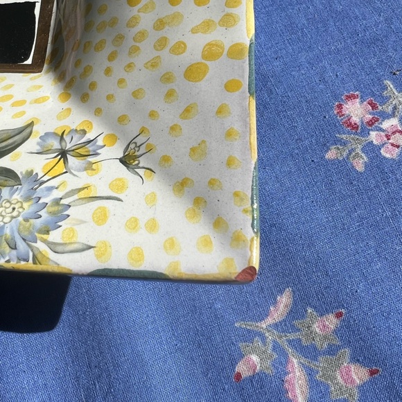 Mackenzie Childs Torquay Frank & Mustard Roses Square Platter - Picture 13 of 13